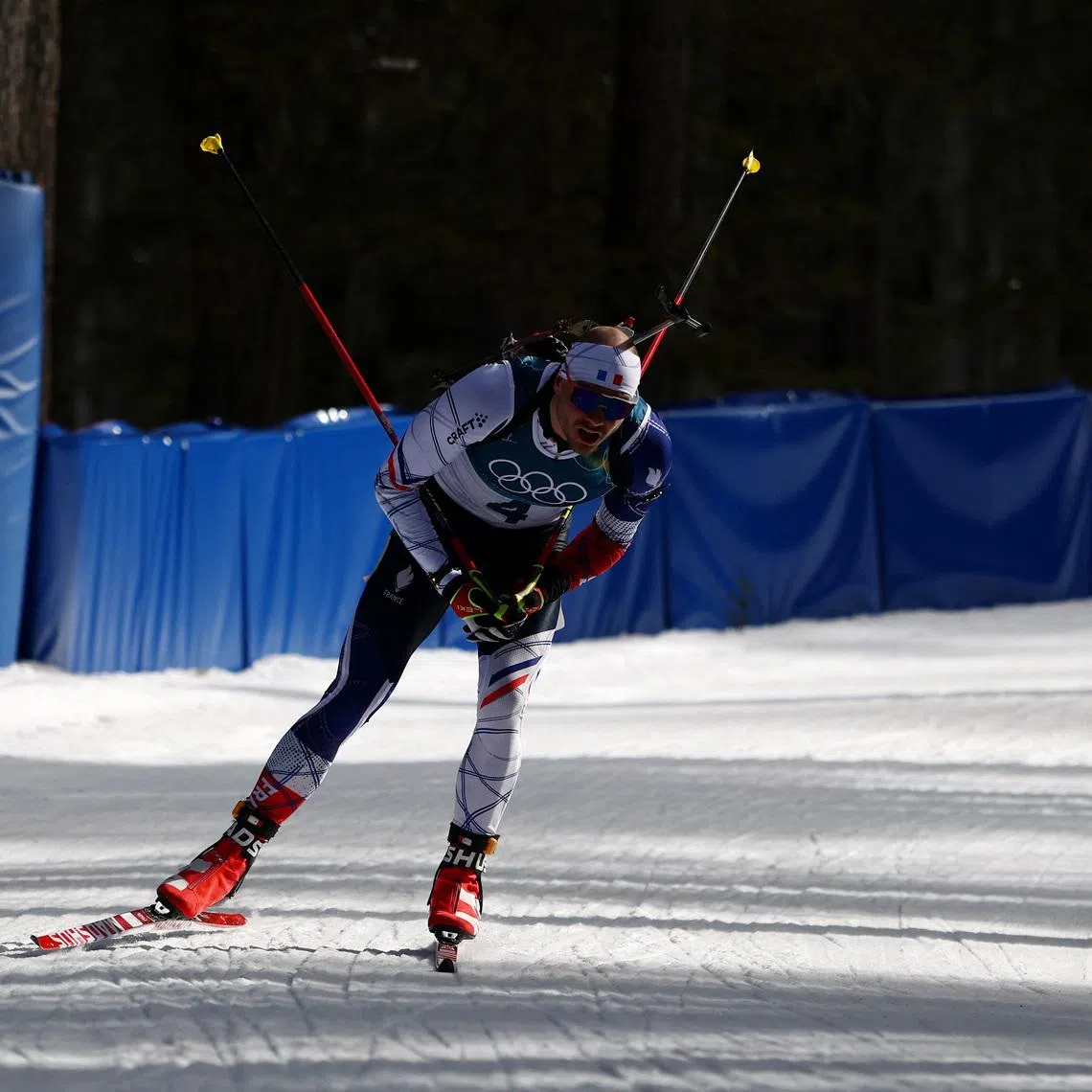 Milano Cortina 2026 Olympics - Biathlon - Men's 12.5km Pursuit - Anterselva Biathlon Arena, South Tyrol, Italy - February 15, 2026.  Emilien Jacquelin of France in action during the Men's 12.5km Pursuit REUTERS/Matthew Childs
