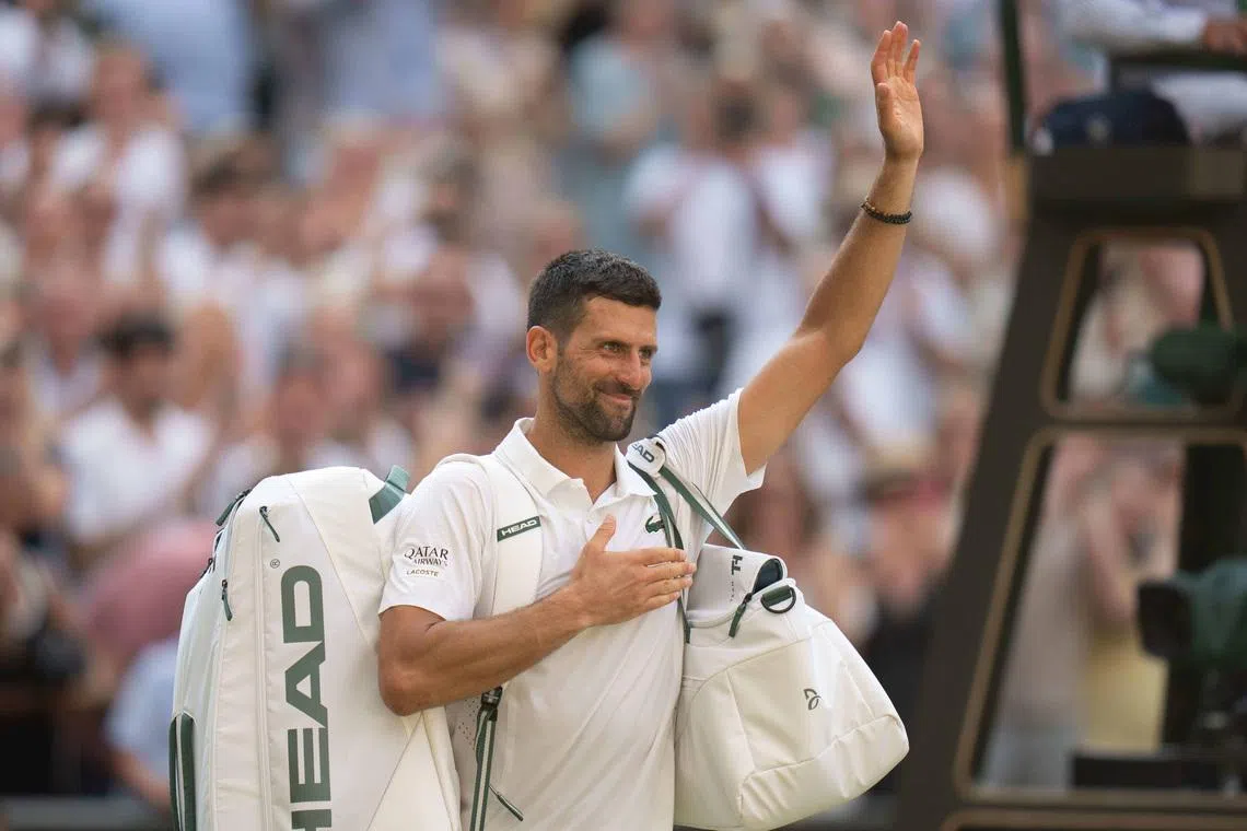 Serbia’s Novak Djokovic leaving the court after losing to Italy’s Jannik Sinner in their July 10 Wimbledon semi-final match.