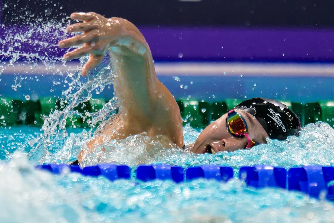 Singaporean swimmer Gan Ching Hwee clocked 4min 09.34sec to set a new national record in the women’s 400m freestyle.