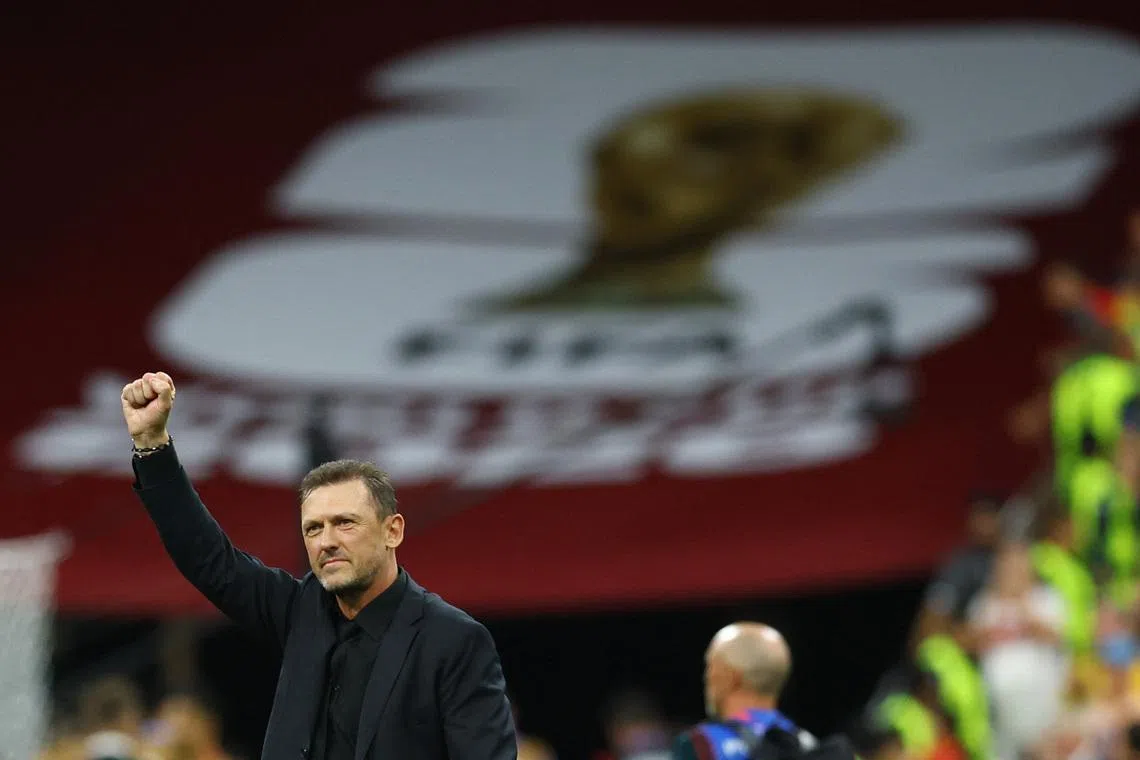 Soccer Football - FIFA World Cup 2026 - Group D - Australia v Turkey - BC Place, Vancouver, Canada - June 13, 2026 Australia coach Tony Popovic celebrates after the match REUTERS/Albert Gea