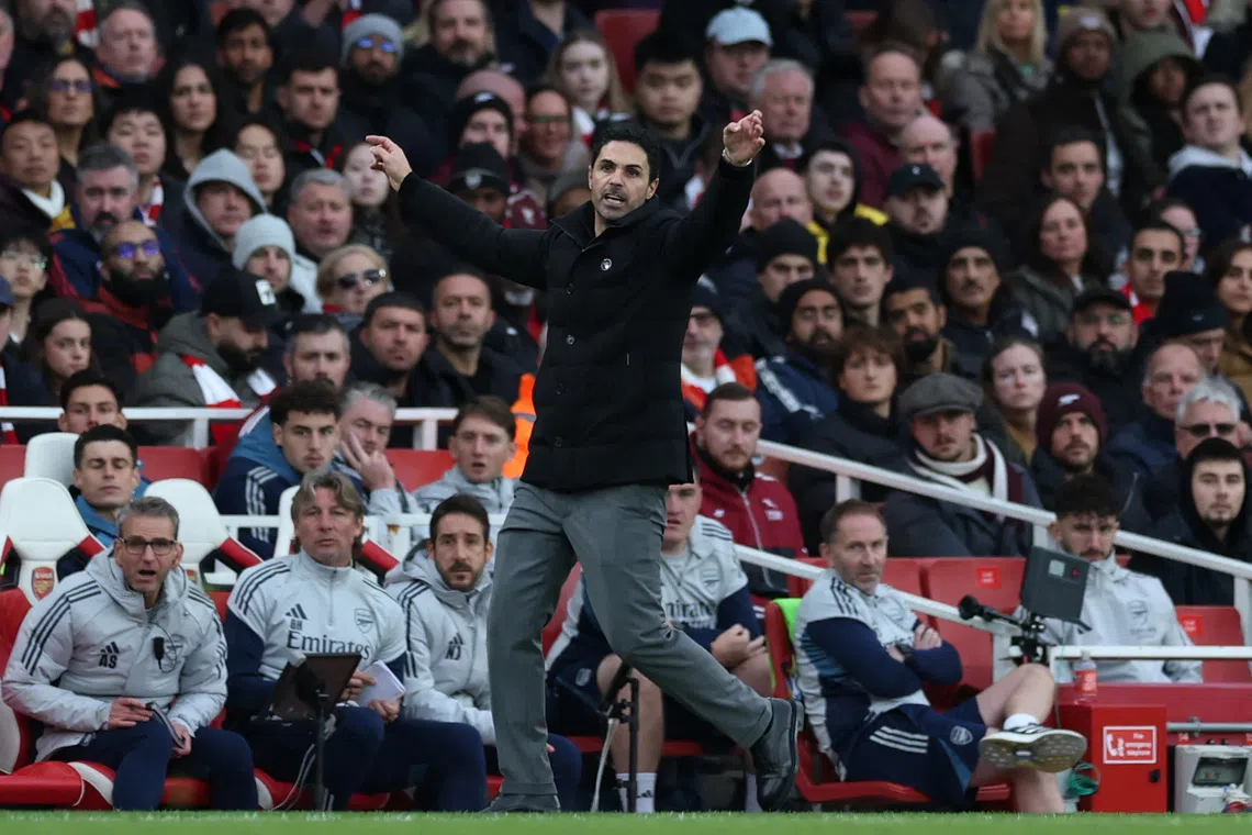 Soccer Football - Premier League - Arsenal v Crystal Palace - Emirates Stadium, London, Britain - October 26, 2025 Arsenal manager Mikel Arteta reacts Action Images via Reuters/Paul Childs