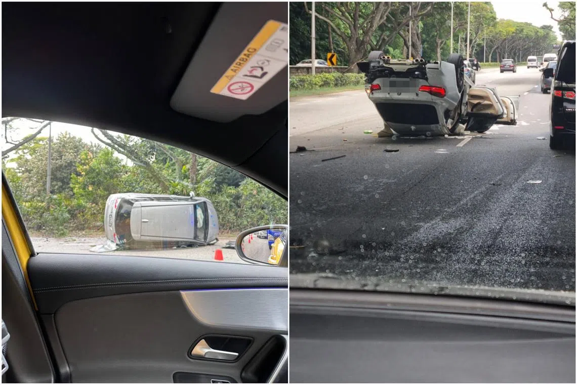 The accident involved two cars along the ECP towards Changi Airport at around 12.50pm on Feb 15.