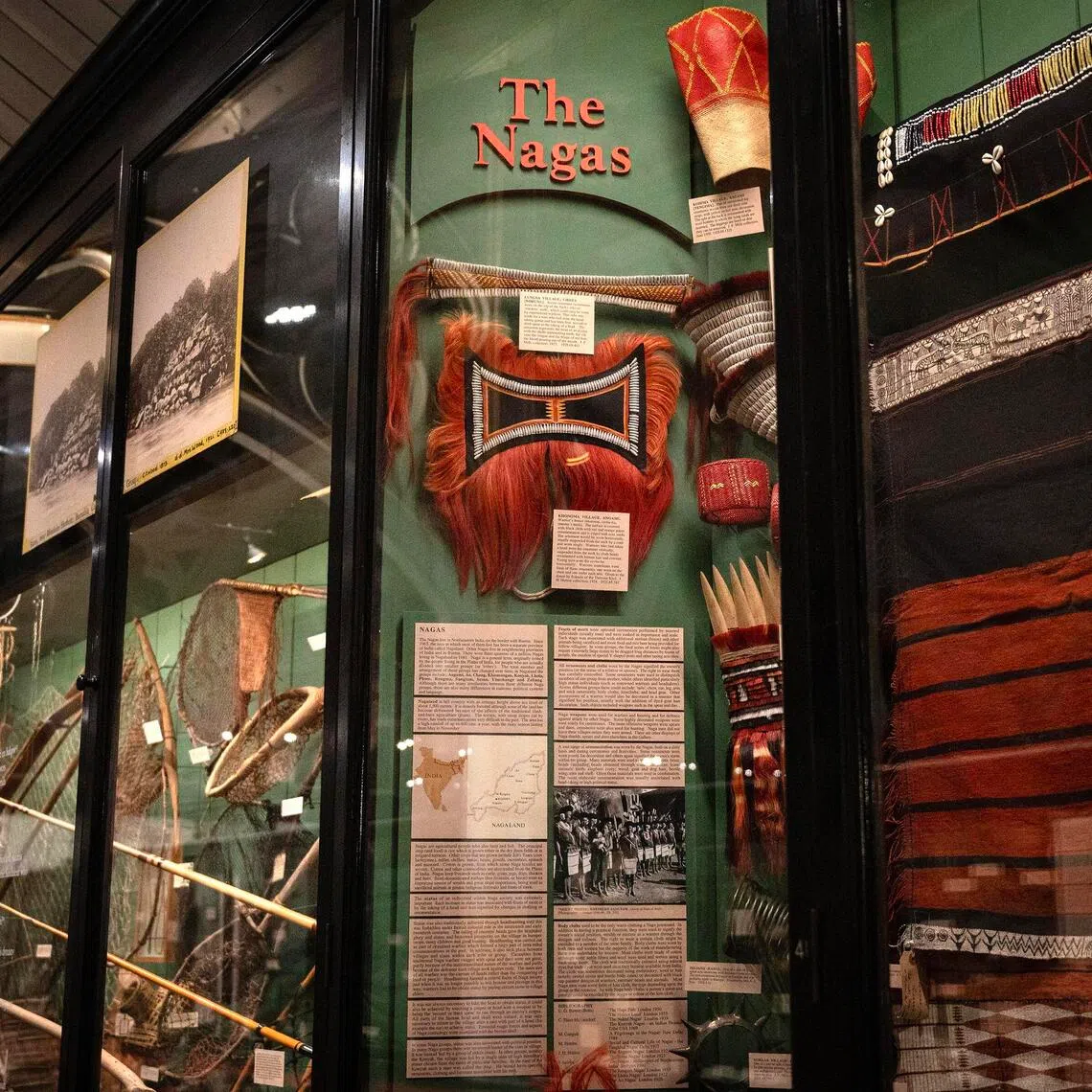Items in the Naga collection are displayed at the Pitt Rivers Museum in Oxford, England.