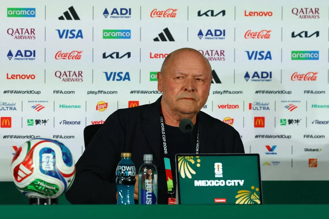 Soccer Football - FIFA World Cup 2026 - Czech Republic Press Conference - Estadio Azteca, Mexico City, Mexico - June 23, 2026 Czech Republic coach Miroslav Koubek during the press conference REUTERS/Henry Romero
