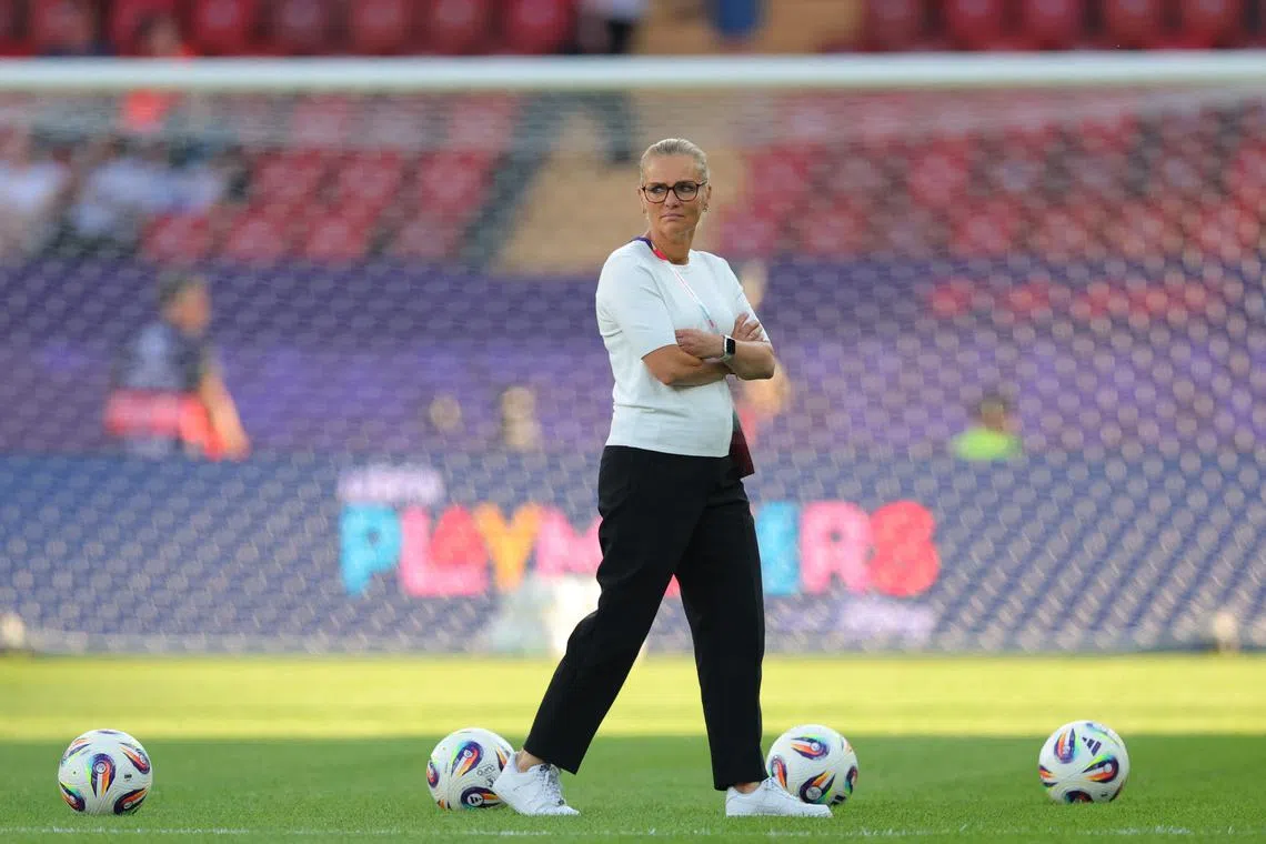 FILE PHOTO: Soccer Football - UEFA Women's Euro 2025 - Group D - France v England - Stadion Letzigrund, Zurich, Switzerland - July 5, 2025 England manager Sarina Wiegman before the match REUTERS/Denis Balibouse/File Photo