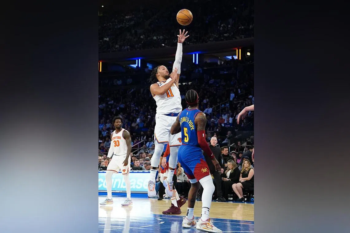 Jalen Brunson returned from injury on Saturday and led the New York Knicks to a 116-110 home victory over Denver.
