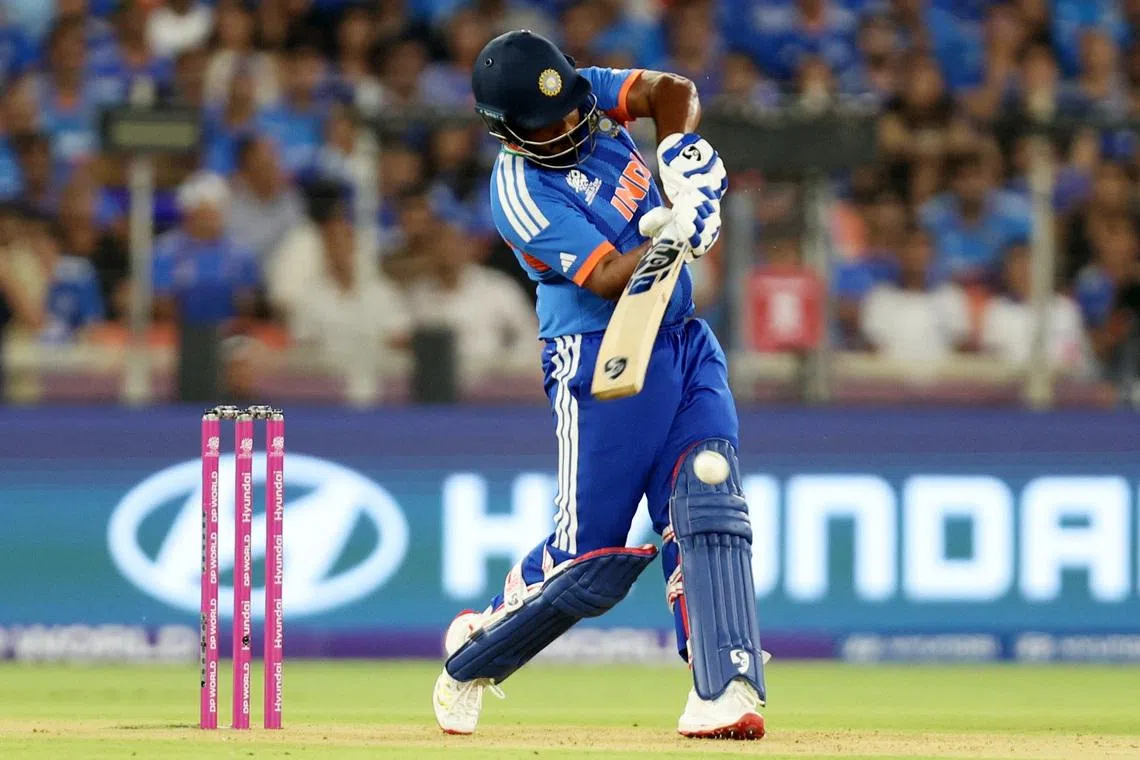 Cricket - ICC Men's T20 World Cup 2026 - Final - India v New Zealand - Narendra Modi Stadium, Ahmedabad, India - March 8, 2026 India's Sanju Samson in action. REUTERS/Amit Dave