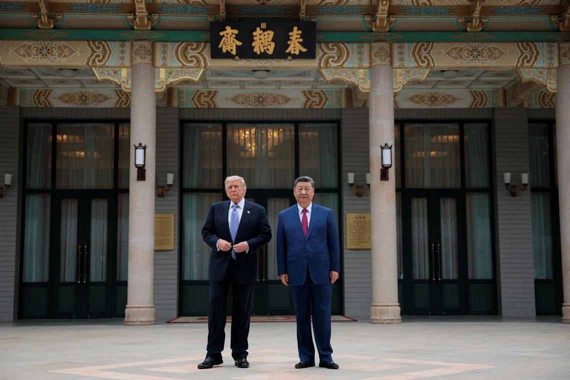 US President Donald Trump posing for a picture with Chinese President Xi Jinping during a visit to the Zhongnanhai Garden in Beijing, China, May 15.