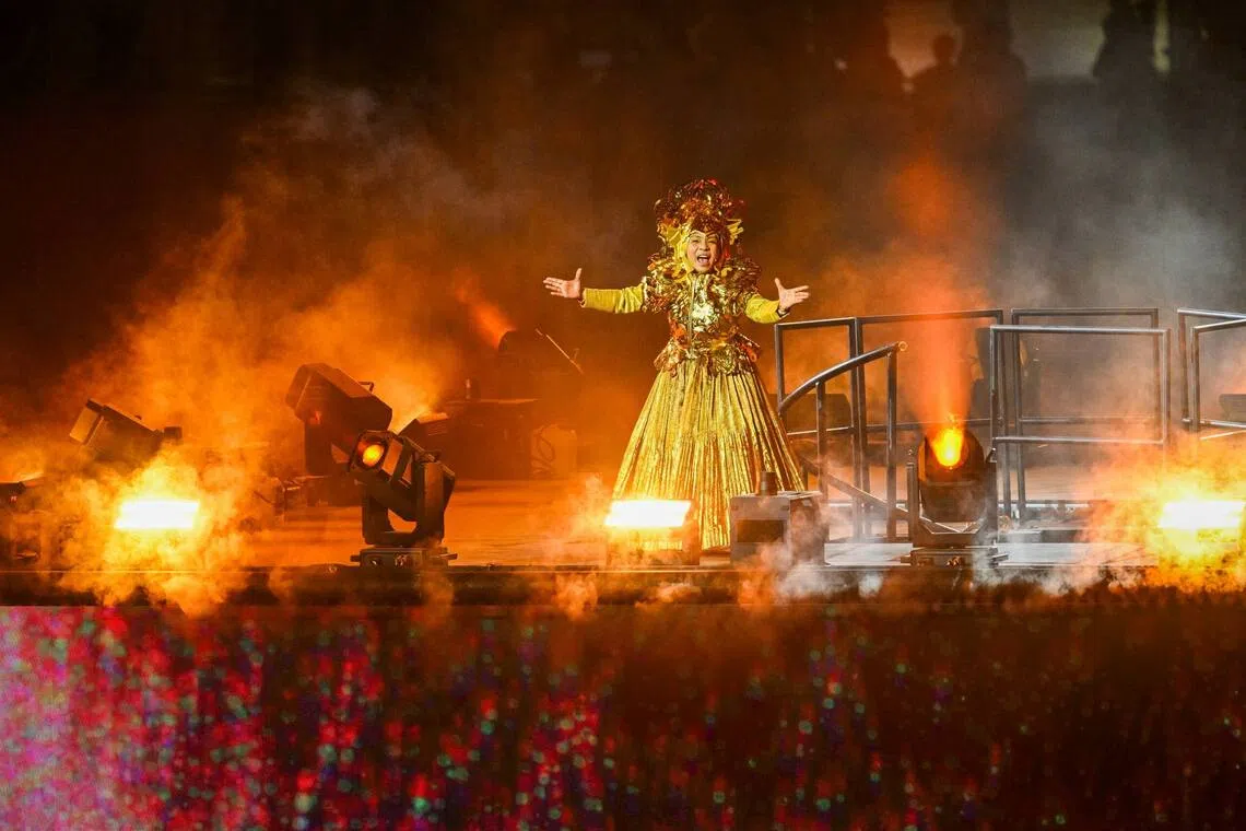  Orang Laut singer Asnida Daud performing during the National Day Parade 2026 at the National Stadium on Aug 9.