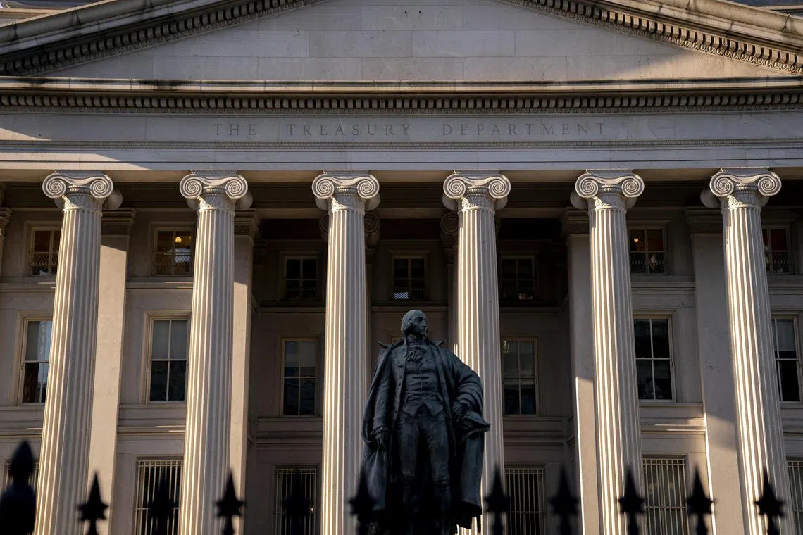 The US Treasury building in Washington. Treasury Secretary Janet Yellen says that the government will effectively hit its US$31.4 trillion (S$41.46 trillion) borrowing limit on Thursday.