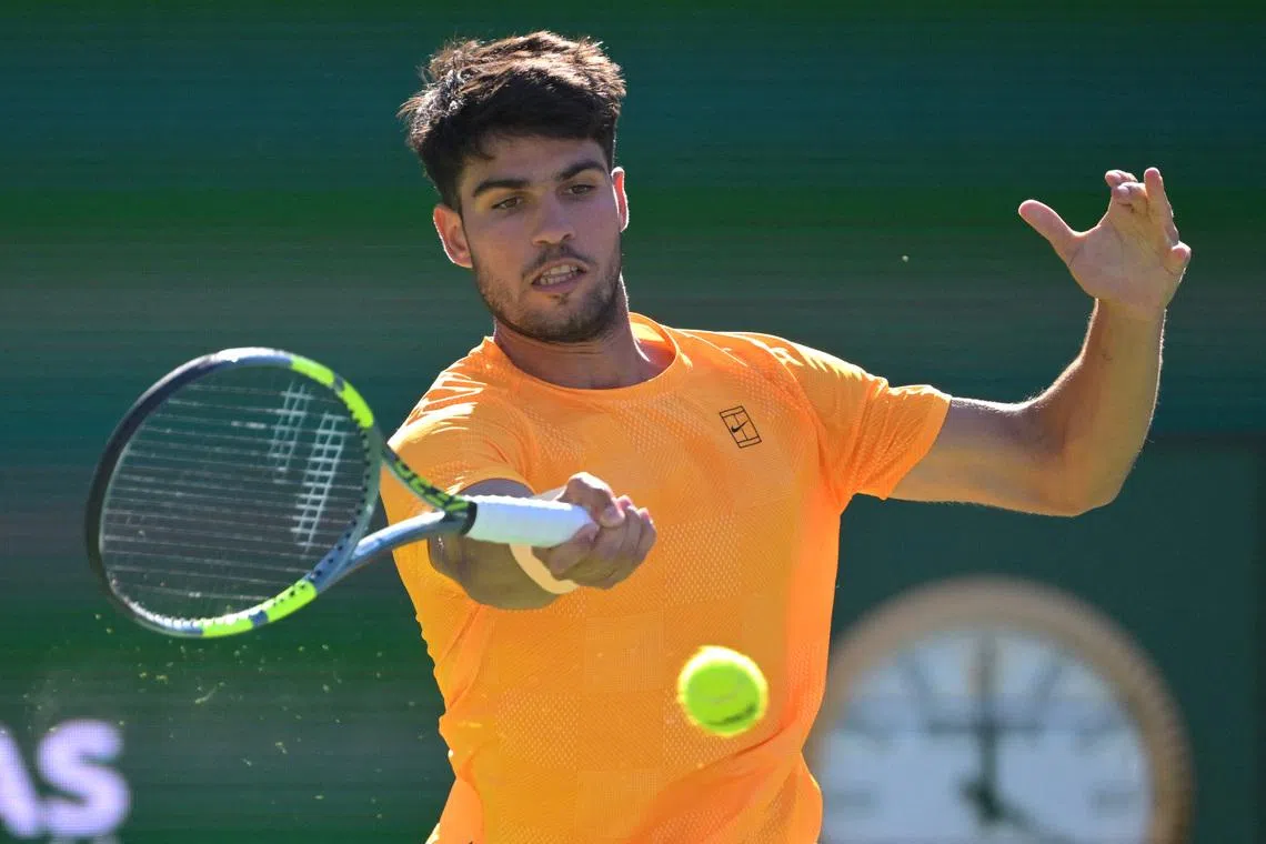 Carlos Alcaraz improved his record to 16-0 to start the season with a solid display and remained on course for a third Indian Wells crown.