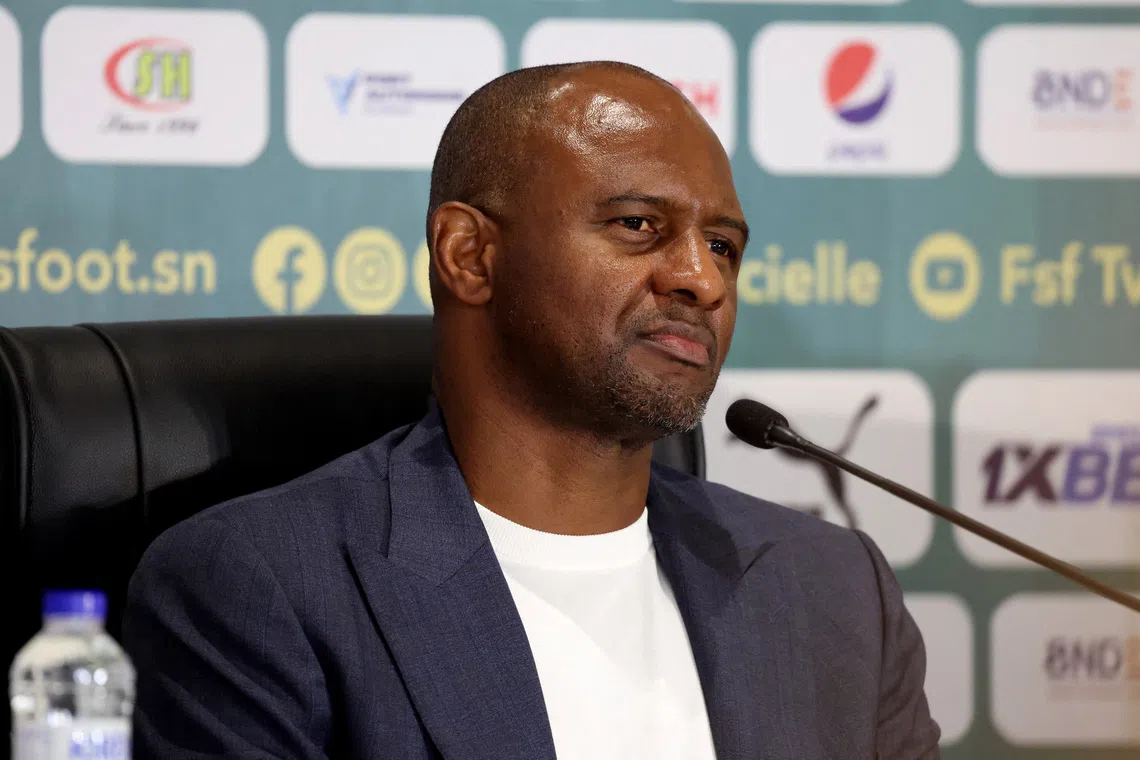 Soccer Football - Senegal unveils Patrick Vieira as new coach - Leopold Sedar Senghor Stadium, Dakar, Senegal - September 18, 2026 Senegal coach Patrick Vieira during the press conference REUTERS/Misper Apawu