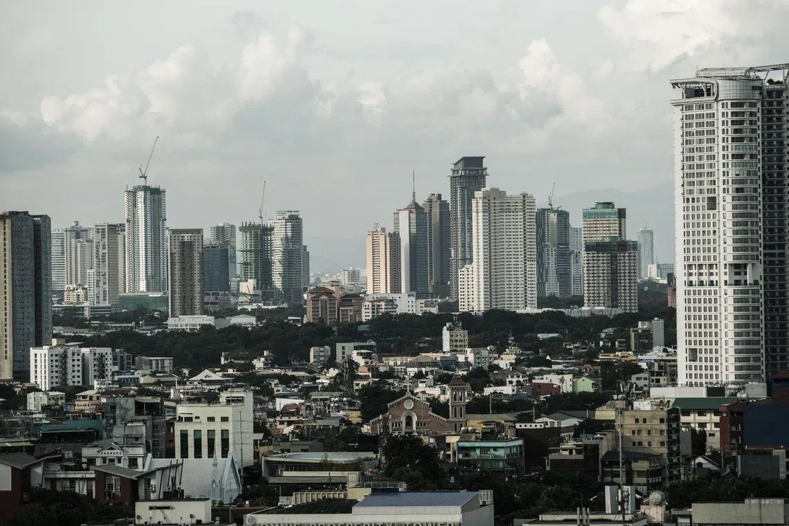 Commercial and residential buildings in Makati City, the Philippines' central business district is pictured here on Aug 16, 2022. 