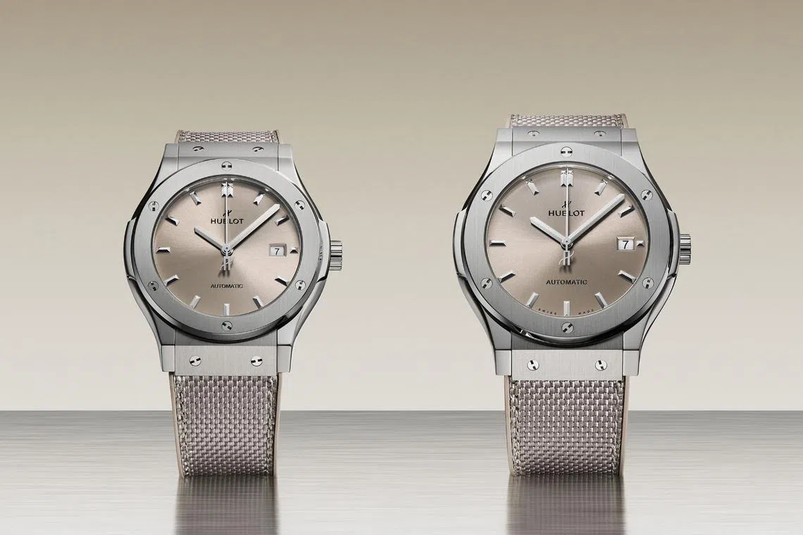 Hublot's Classic Fusion Essential Taupe comes in 42mm and 45mm.
