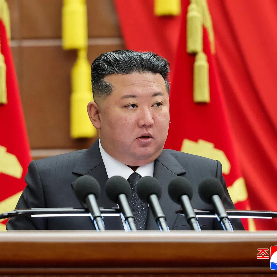 North Korean leader Kim Jong Un presided over the 13th plenary meeting of the eighth central committee of the ruling Workers' Party of Korea, in Pyongyang, North Korea, December 10, 2025, in this picture released by North Korea's official Korean Central News Agency, December 11, 2025. KCNA via REUTERS