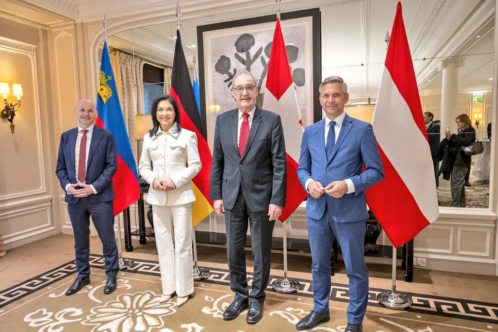 Economy ministers (from left) Hubert Buchel of Liechtenstein, Katherina Reiche, Guy Parmelin and Wolfgang Hattmannsdorfer meeting in Switzerland on Feb 27.