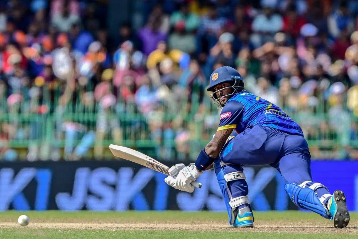 Sri Lanka's Avishka Fernando hitting a shot in the third and final ODI against India at the R. Premadasa International Cricket Stadium in Colombo on Aug 7, 2024. 