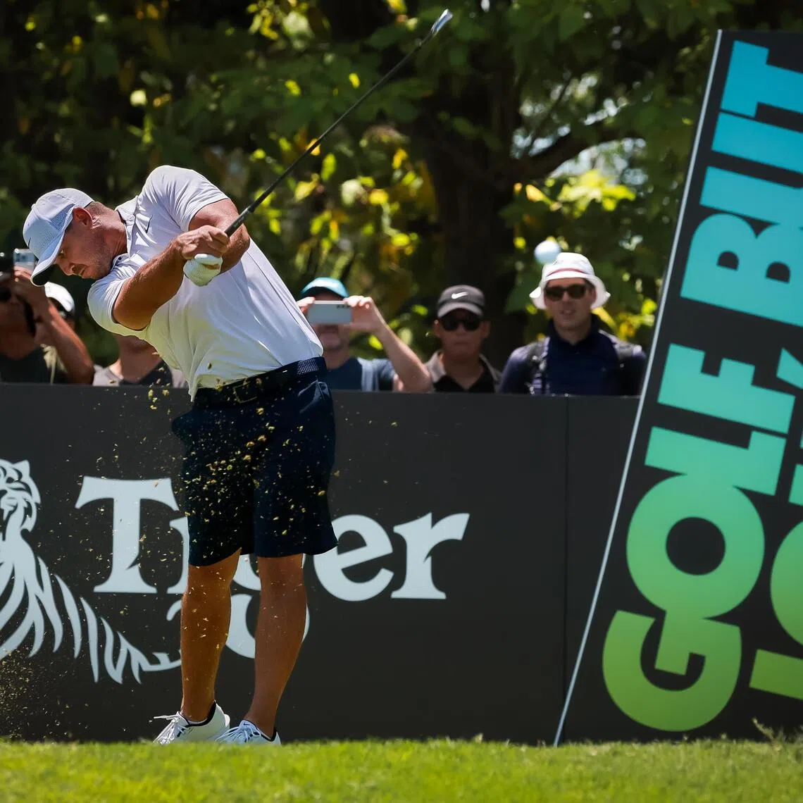 Brooks Koepka in action during the first round of LIV Golf Singapore at Sentosa Golf Club’s Serapong Course on May 3, 2024.