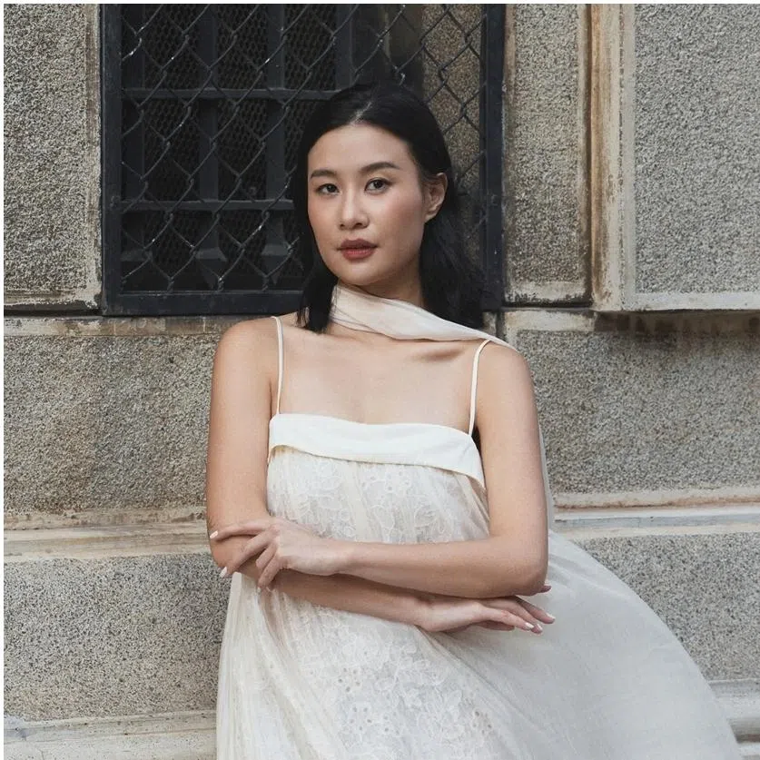 (Clockwise from top left) Ms Salina Chai wearing a dress from her City Romanticism collection with Indonesian label Gemme Clothing; Ms Eugena Bey in a square-neck unitard from her collaboration with Anya Active; and Ms Debra Jane in an asymmetrical dropwaist dress from her collaboration with Li’s Atelier.