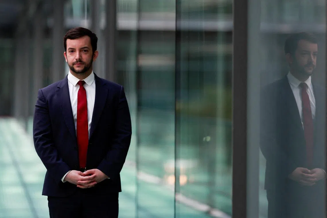 Jean-Philippe Tanguy, head of economic policy of the French far-right National Rally (Rassemblement National - RN) party and member of the parliament, poses before an interview with Reuters in Paris, France, June 23, 2024. REUTERS/Gonzalo Fuentes