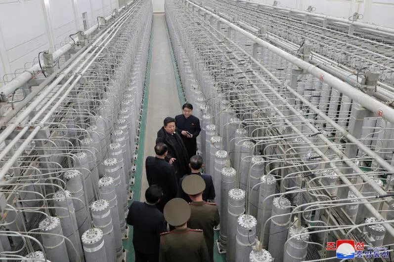 North Korean leader Kim Jong Un visits the country's nuclear material production base and nuclear weapons institute, at an undisclosed location in North Korea.
