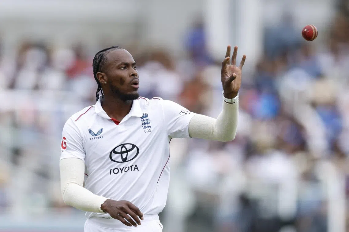 FILE PHOTO: Cricket - International Test Match Series - Third Test - England v India - Lord's Cricket Ground, London, Britain - July 14, 2025 England's Jofra Archer prepares to bowl Action Images via Reuters/Peter Cziborra/File Photo