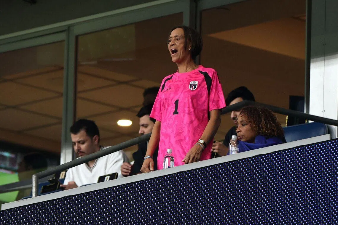 Ana Candida Evora, the mother of Cape Verde’s Vozinha, in the stands during the World Cup Group H match between Cabo Verde and Saudi Arabia in Houston, Texas, on June 26.