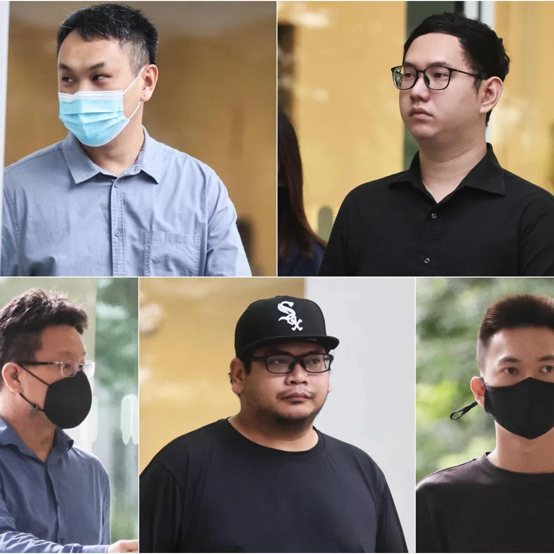 (Clockwise from top left) Kok Chuan Yuan, Aloysius Lim Jia En, George Lee Ji Qiang, Hairil Fitri Hairulsahfudin and Tan Jia Jun.