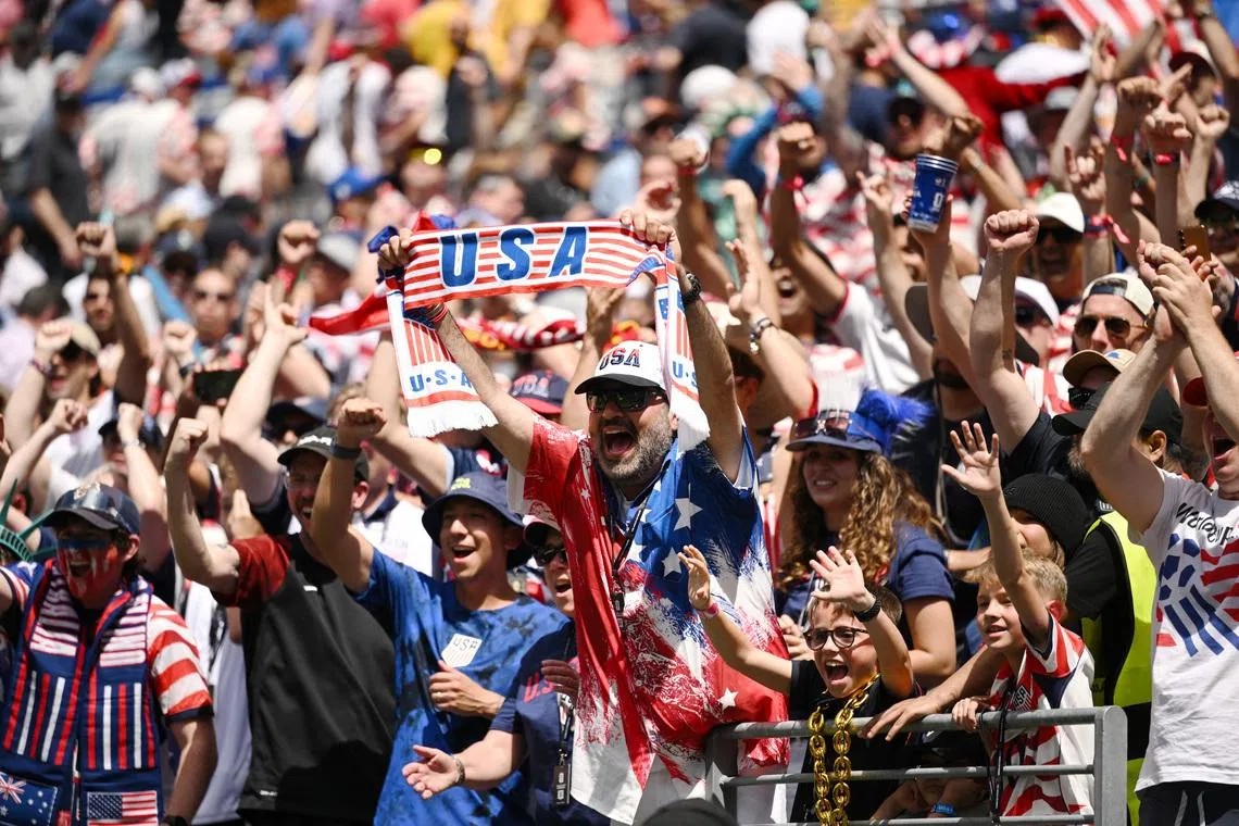 Soccer Football - FIFA World Cup 2026 - Group D - United States v Australia - Seattle Stadium, Seattle, Washington, U.S. - June 19, 2026 United States fans celebrate after the match IMAGN IMAGES via Reuters/Troy Wayrynen
