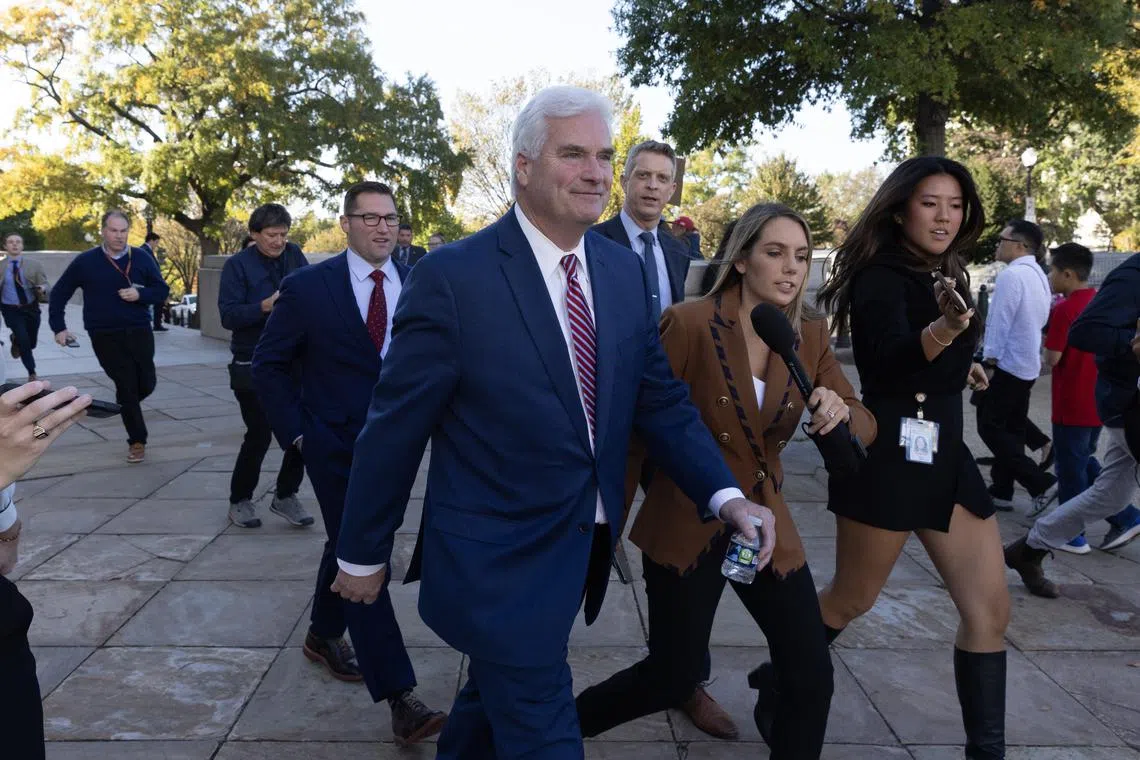 Mr Tom Emmer, the Republican nominee for US House speaker, pictured after withdrawing his name as a candidate on Oct 24.