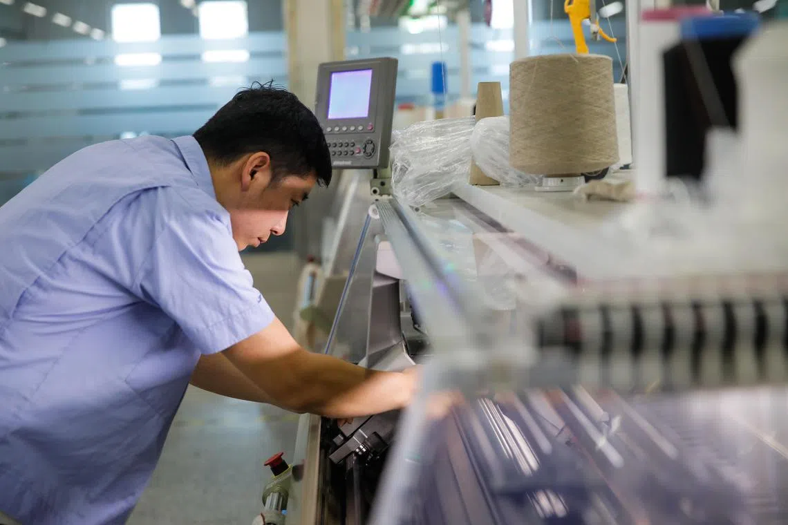 China's economy grew faster than expected in the first quarter thanks to services, but factory output has lagged amid weak global growth.