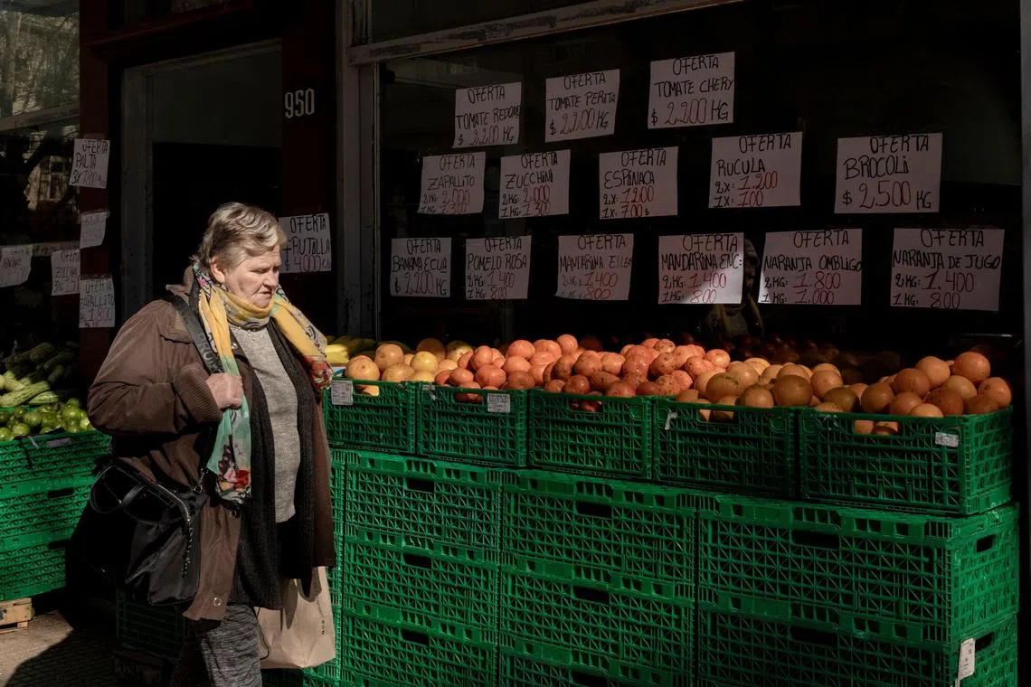 Produce for sale in the Palermo neighborhood of Buenos Aires, Argentina, on Aug 14.