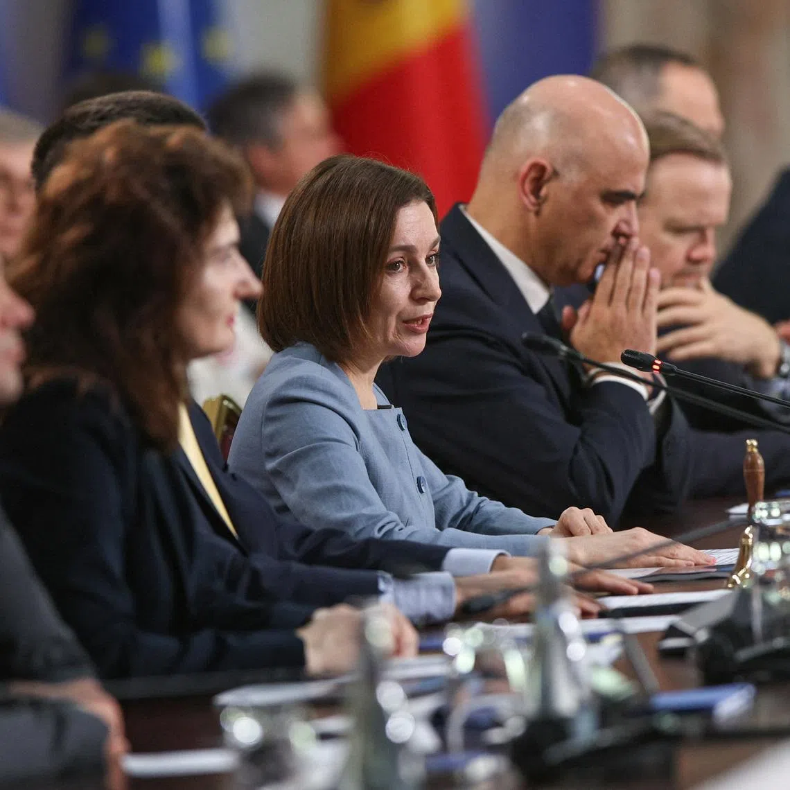 Moldovan President Maia Sandu attends the 135th Session of the Committee of Ministers of the Council of Europe at the Palace of the Republic in Chisinau, Moldova, May 15, 2026. REUTERS/Vladislav Culiomza