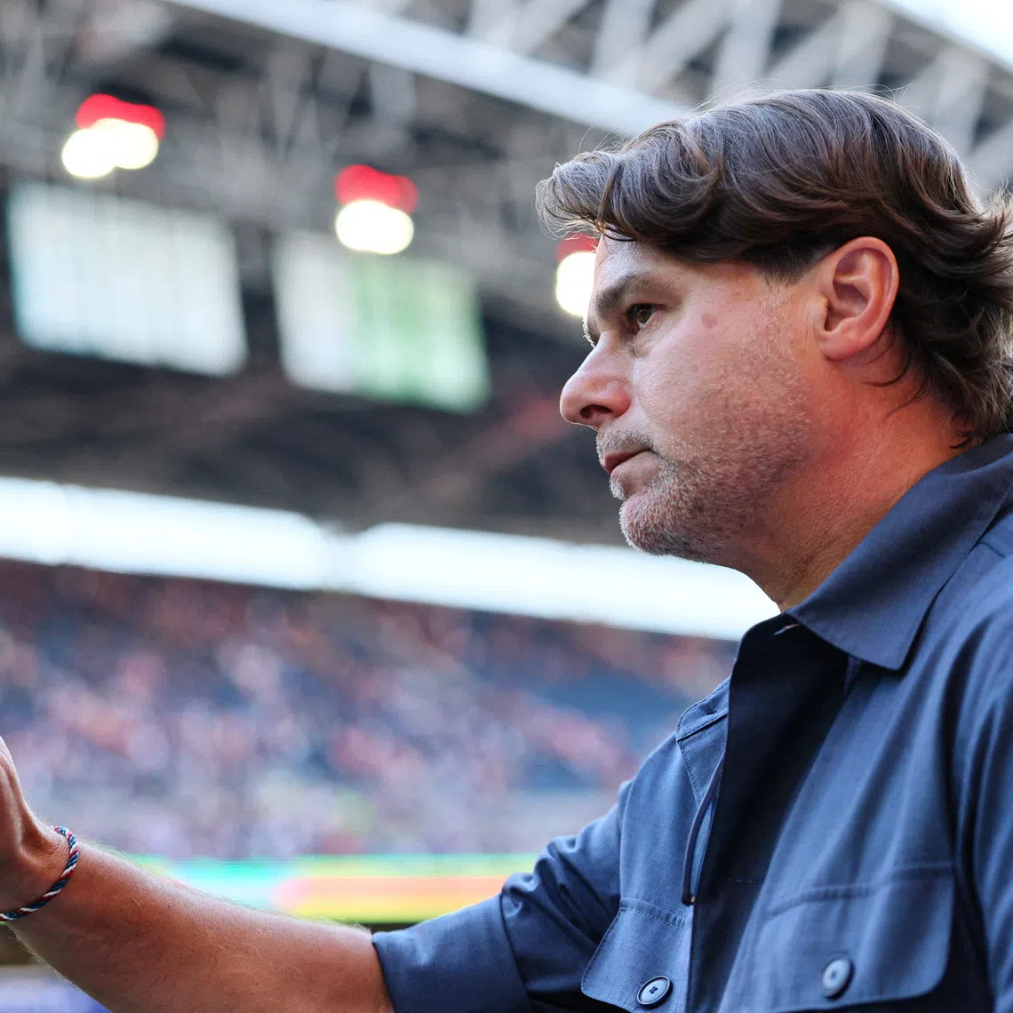 FILE PHOTO: Soccer Football - FIFA World Cup 2026 - Round of 16 - United States v Belgium - Seattle Stadium, Seattle, Washington, U.S. - July 6, 2026 U.S. coach Mauricio Pochettino looks dejected after the match following their elimination from the World Cup IMAGN IMAGES via Reuters/Blake Dahlin/File Photo