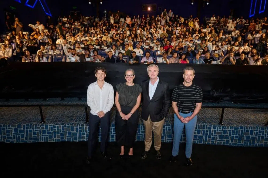 Filmmakers and actors of The Odyssey at a movie screening in Mumbai.