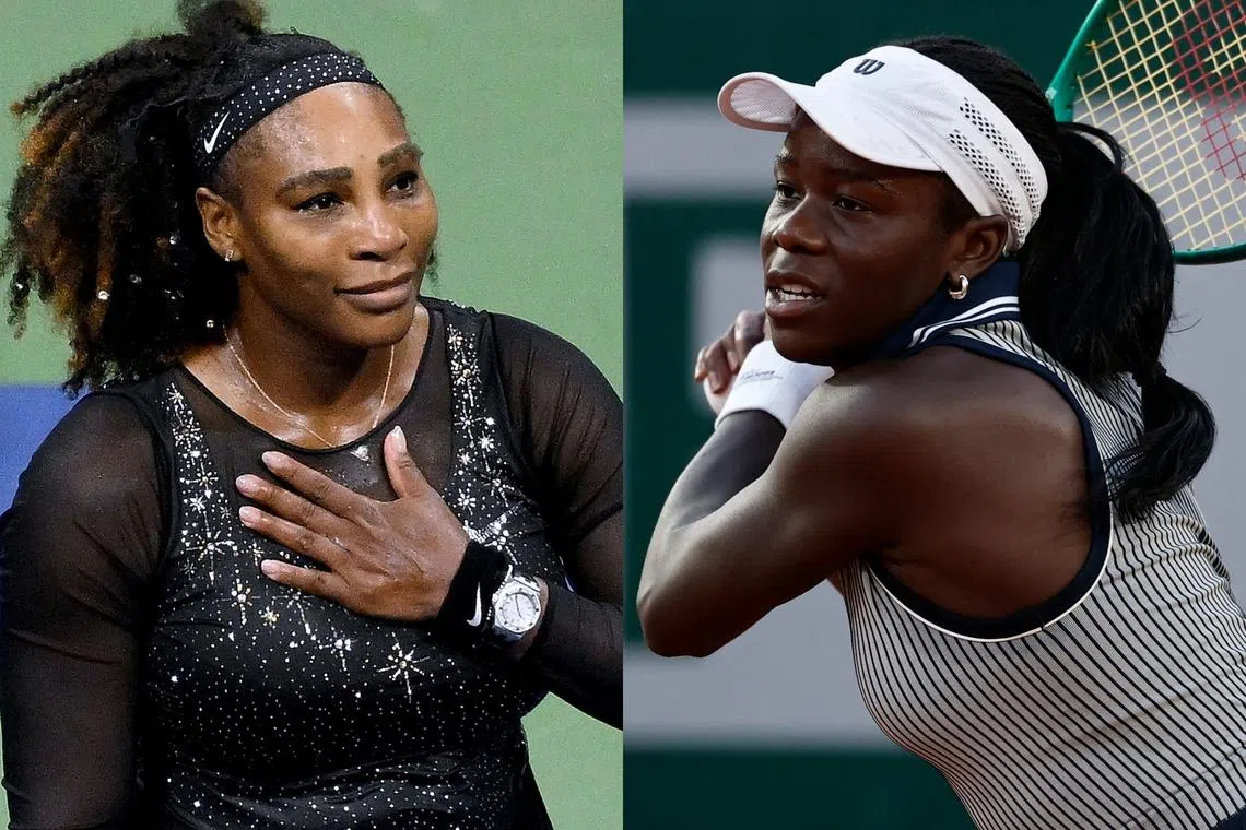 Serena Williams (left) will partner Canada’s Victoria Mboko in the women’s doubles.