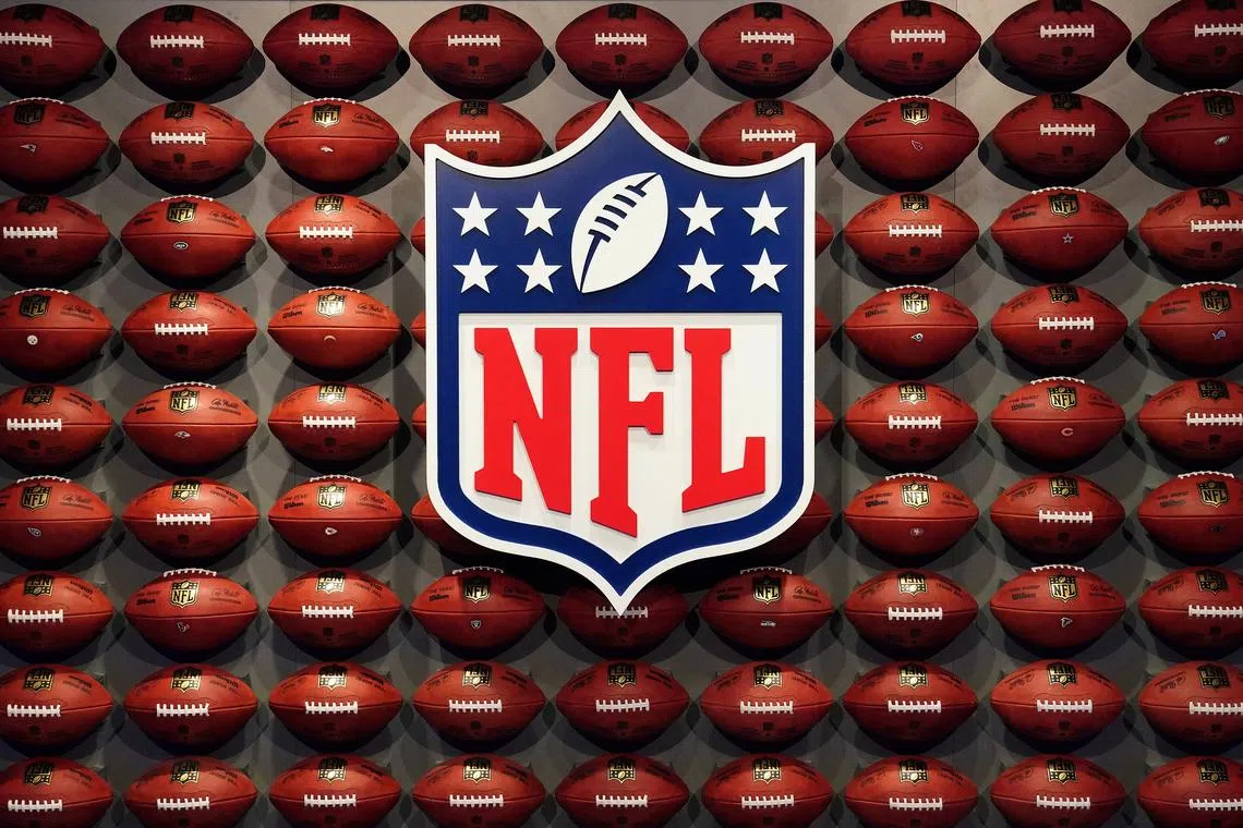 FILE PHOTO: The NFL logo is pictured at an event in the Manhattan borough of New York City, New York, U.S., November 30, 2017.  REUTERS/Carlo Allegri