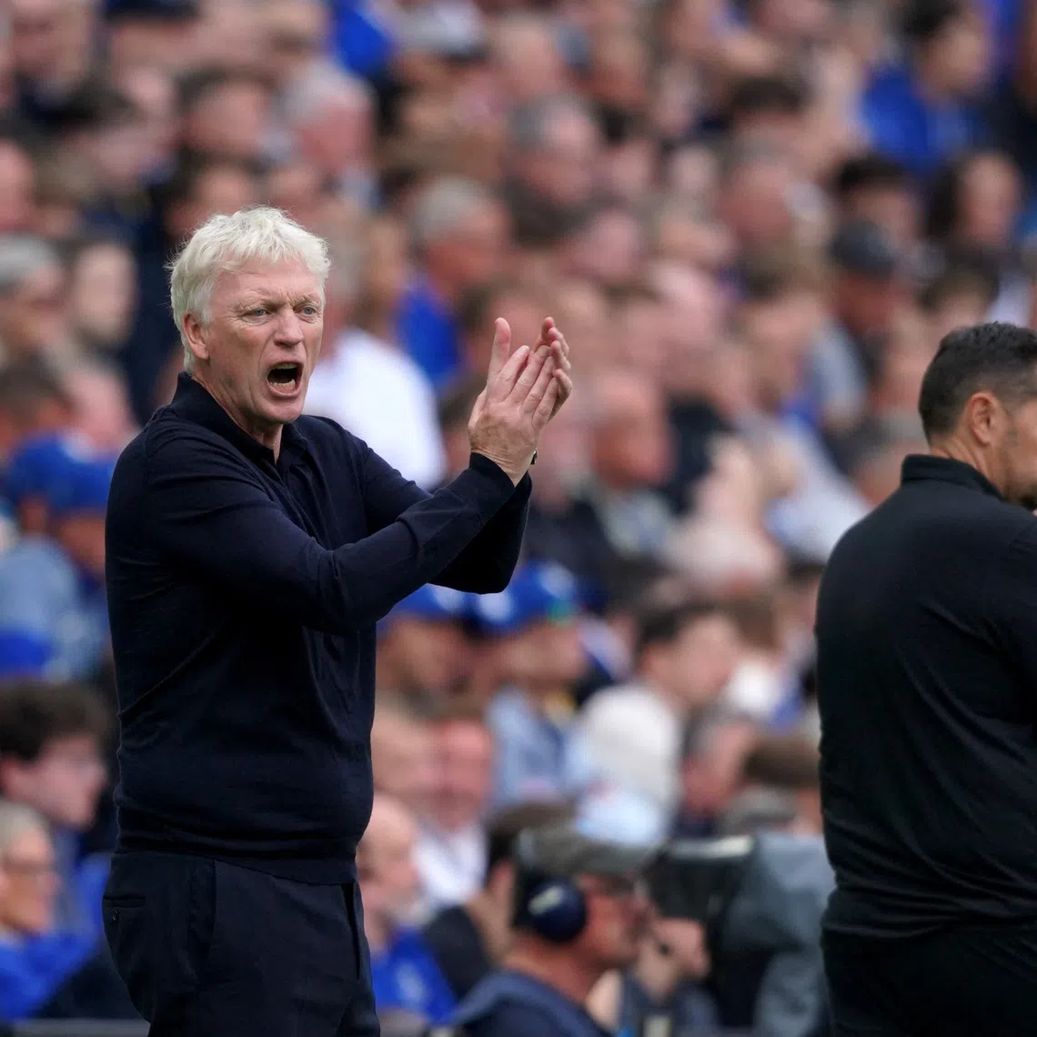 Everton manager David Moyes reacts to his team’s 2-0 win over Crystal Palace on Aug 22.