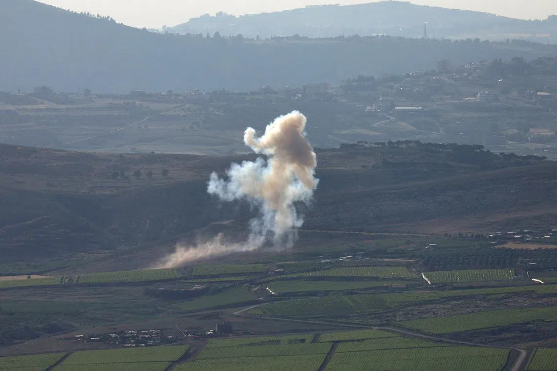 Smoke rising from a village in southern Lebanon, following a May 9 Israeli strike.