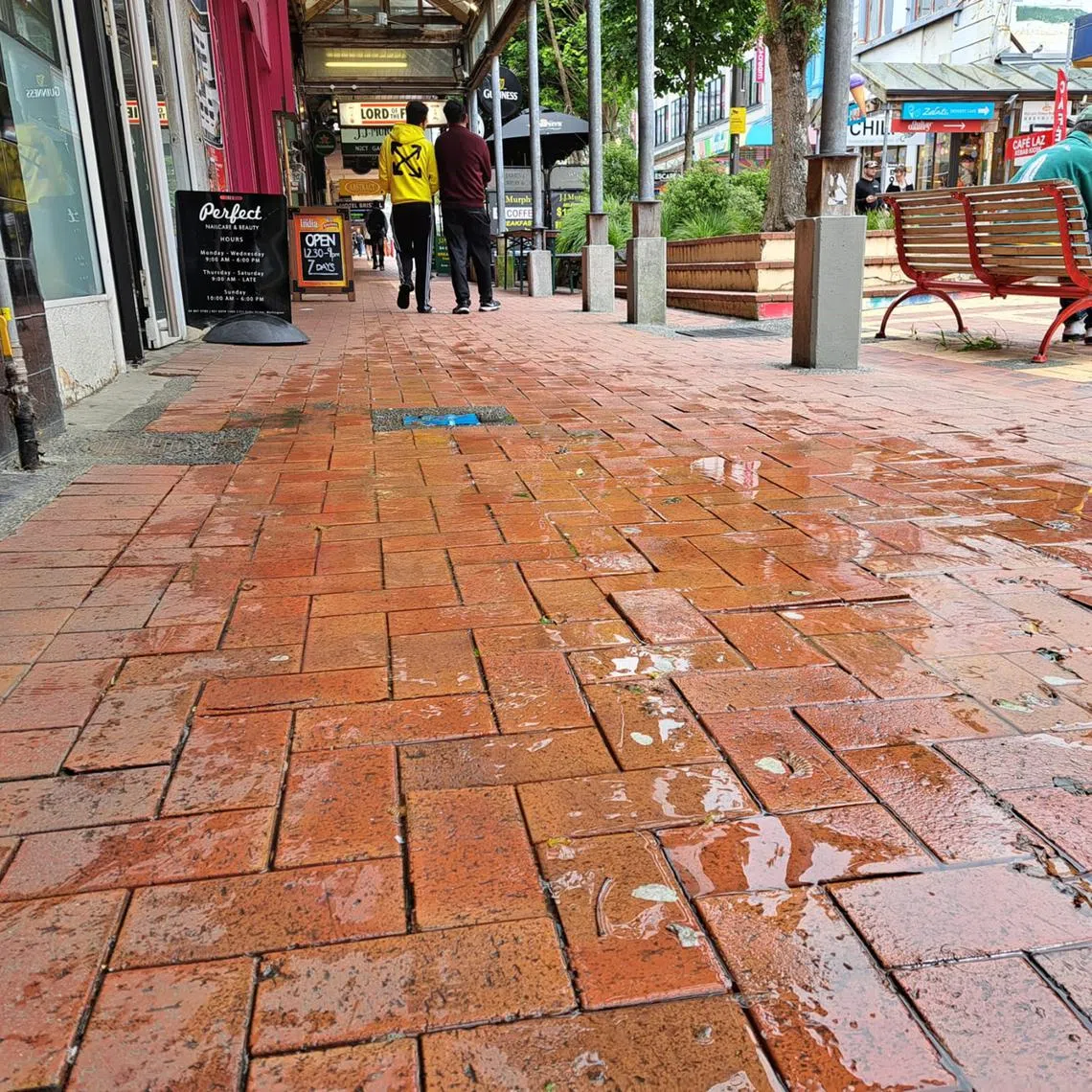 Leaky water pipes in Wellington's central business district. 