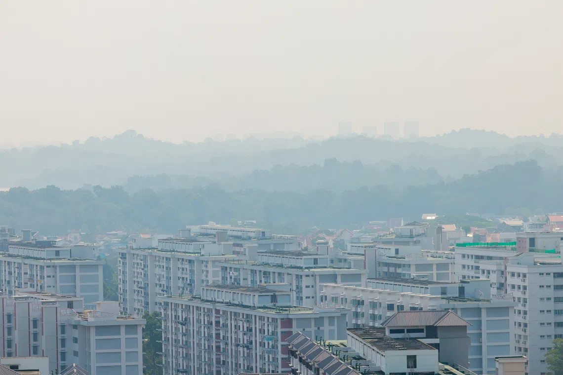 Hazy conditions seen from Ang Mo Kio facing eastern Singapore on Aug 24.
