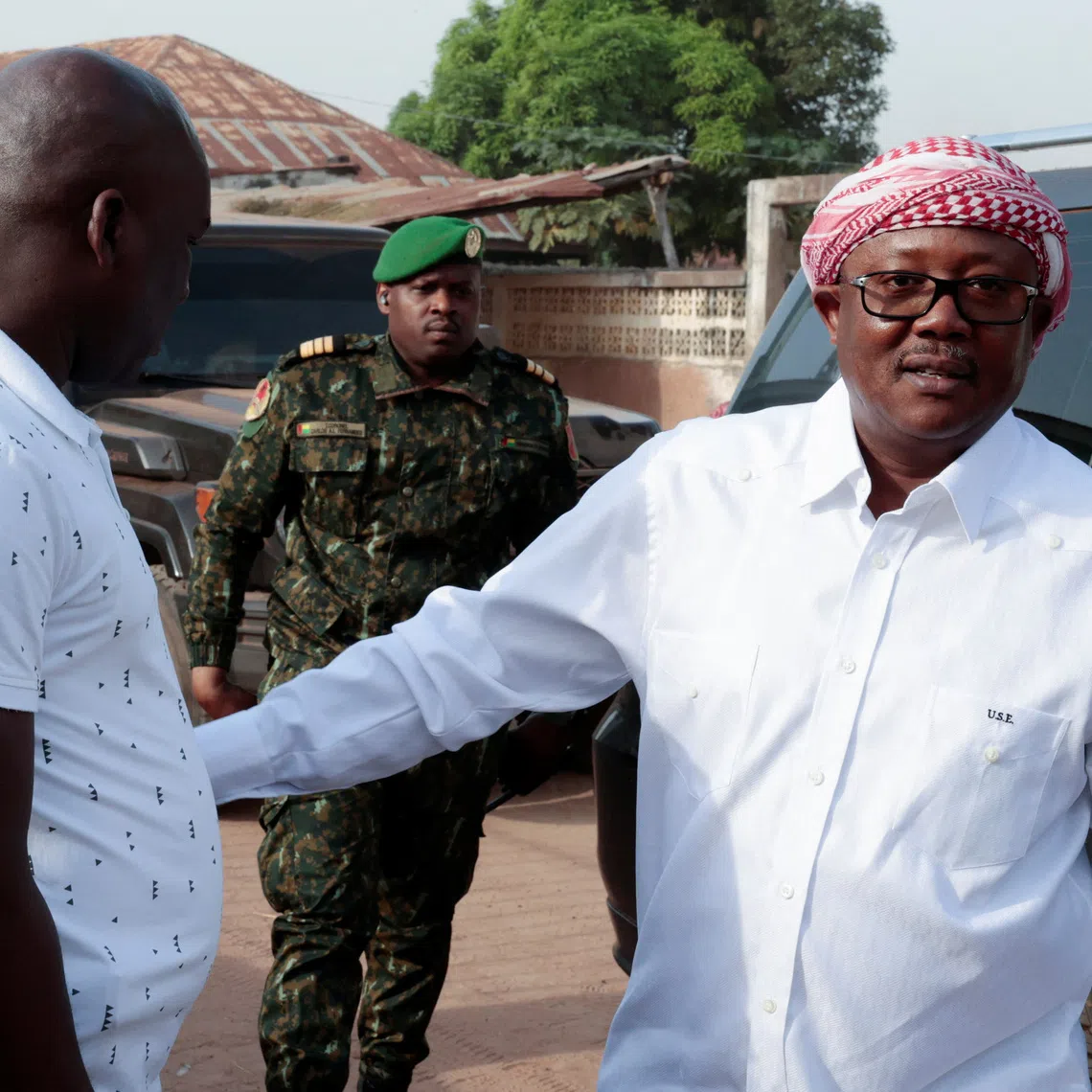 Guinea-Bissau's President Umaro Sissoco Embalo arrives to votes during the presidential election at a polling station, Umaro Djabula in Gabu, Guinea-Bissau, November 23, 2025. REUTERS/Luc Gnago./File Photo