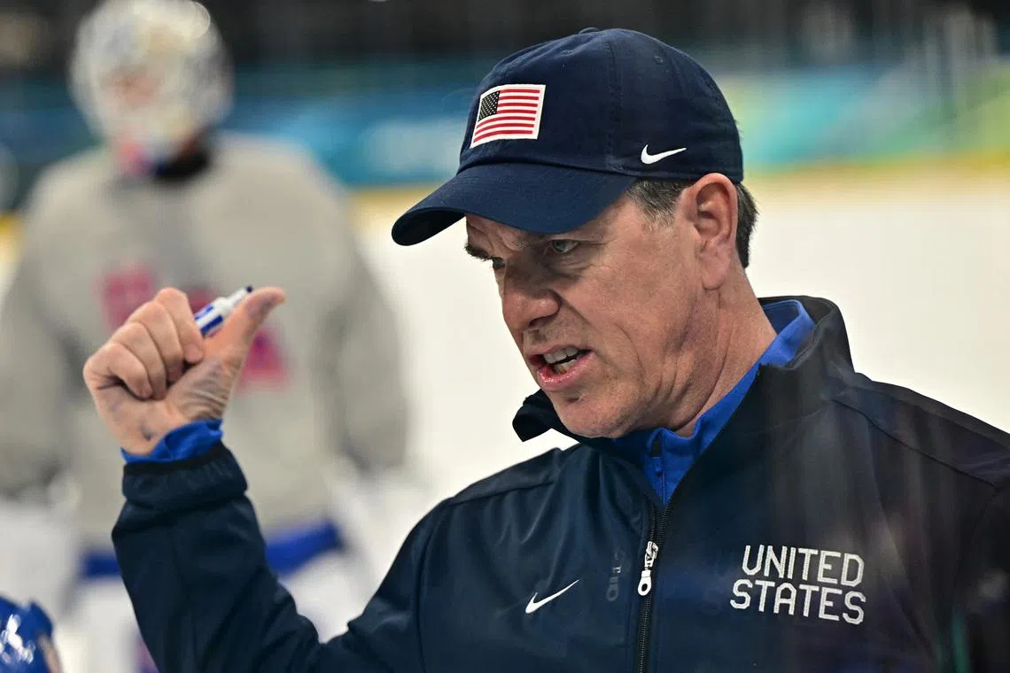 Milano Cortina 2026 Olympics - Ice Hockey - Men's - United States of America Training - Milano Santagiulia Ice Hockey Arena, Milan, Italy - February 08, 2026. Head coach, Mike Sullivan of United States during training REUTERS/Marton Monus