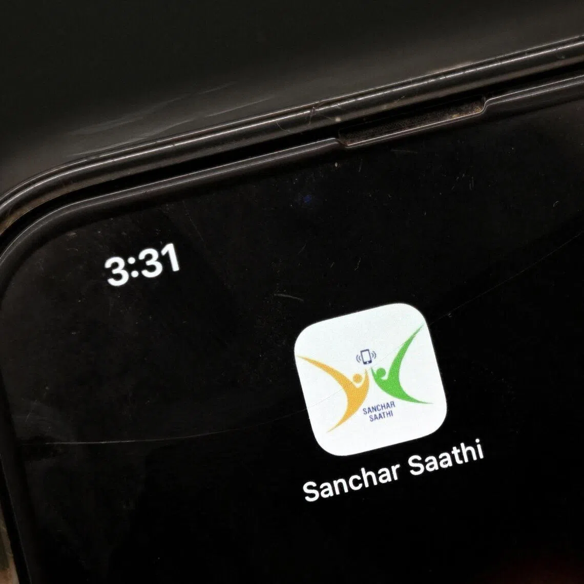 The cyber safety application Sanchar Saathi is seen on the screen of a smartphone in New Delhi.