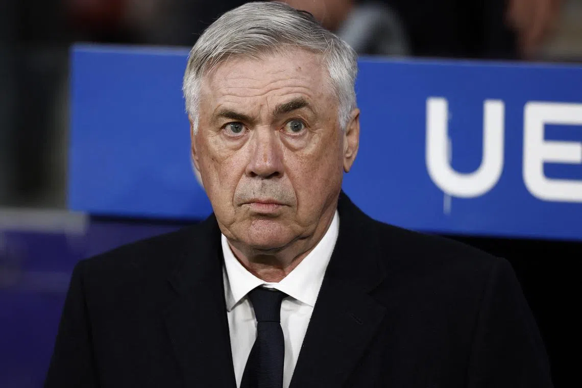 Soccer Football - Champions League - Round of 16 - Second Leg - Atletico Madrid v Real Madrid - Metropolitano, Madrid, Spain - March 12, 2025 Real Madrid coach Carlo Ancelotti before the match REUTERS/Juan Medina