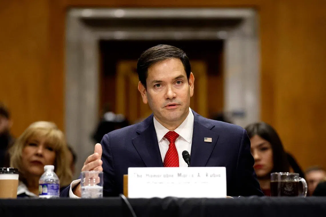 Senator Marco Rubio testifying at his Senate confirmation hearing in Washington, on Jan 15.