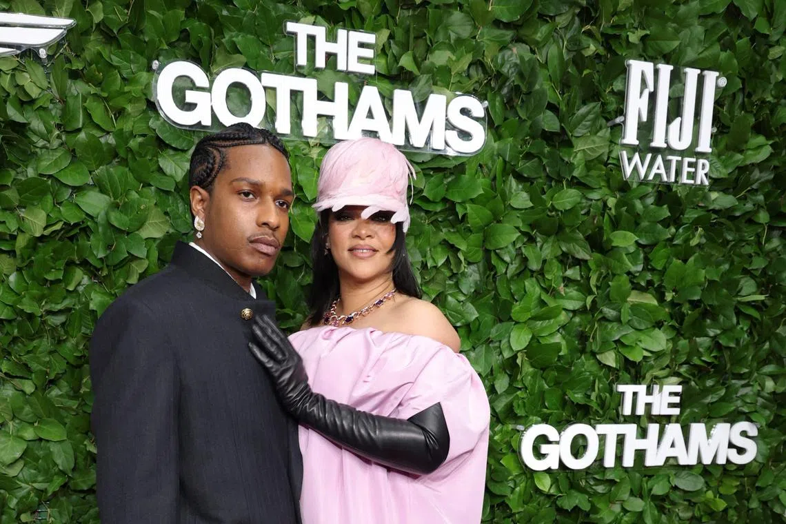 A$AP Rocky (left) and Rihanna attend the Gotham Film Awards in New York on Dec 1, 2025.