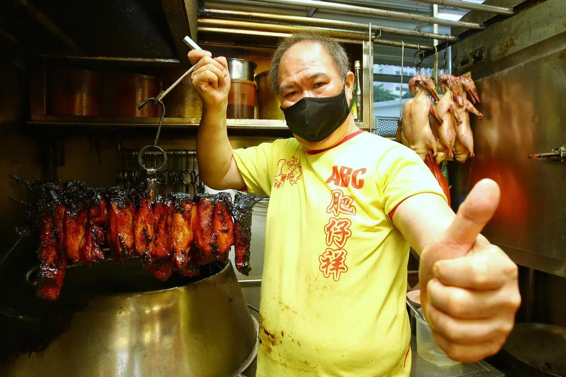 The late hawker Mr Chan Tuck Cheong, also known by his moniker Fatty Cheong, was famous for his tender "bu jian tian" char siew.
