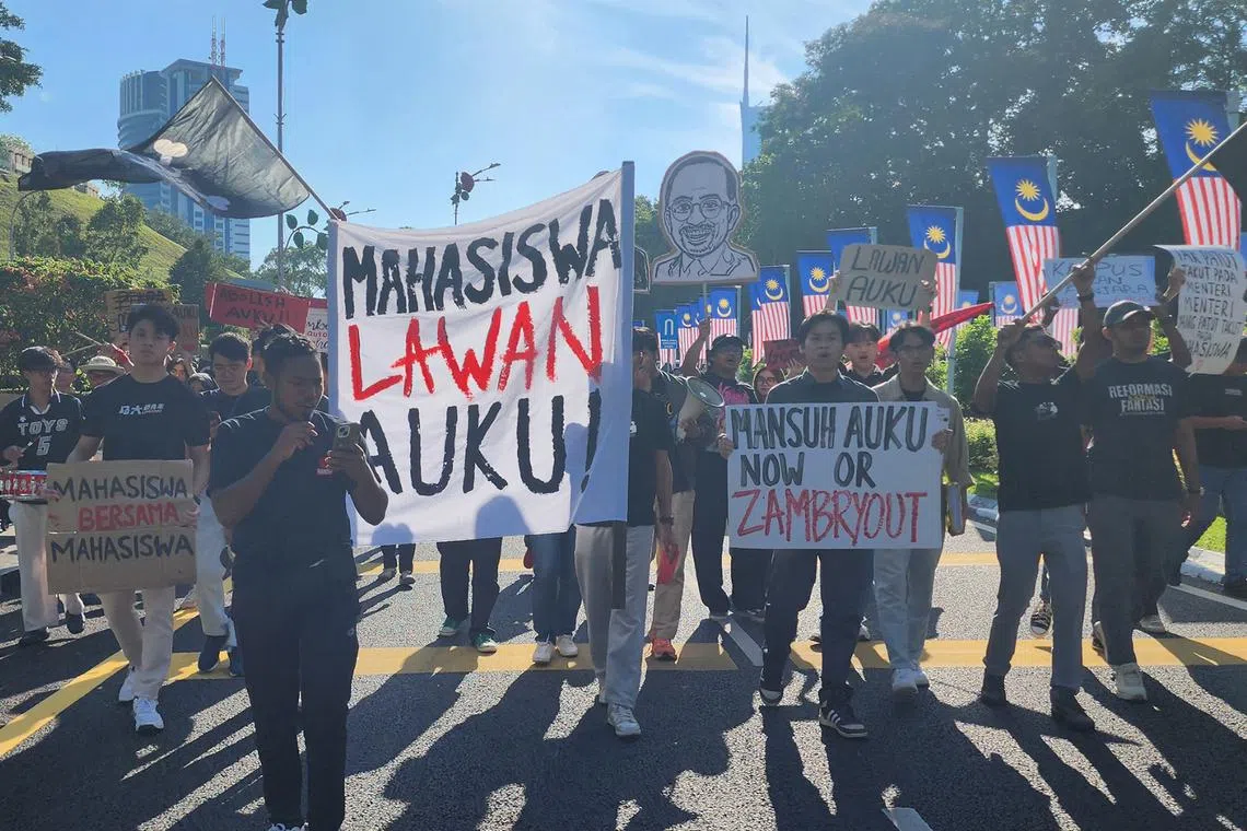 University students marching to Parliament in Kuala Lumpur on Feb 9, demanding the abolition of the contentious Universities and University Colleges Act.