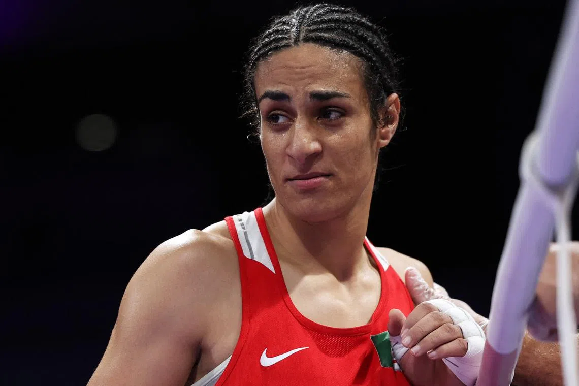 Paris 2024 Olympics - Boxing - Women's 66kg - Prelims - Round of 16 - North Paris Arena, Villepinte, France - August 01, 2024. Imane Khelif of Algeria is seen after her fight against Angela Carini of Italy. REUTERS/Isabel Infantes